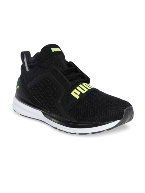 

Puma Unisex Black Woven Design Mesh Mid-Top Sneakers