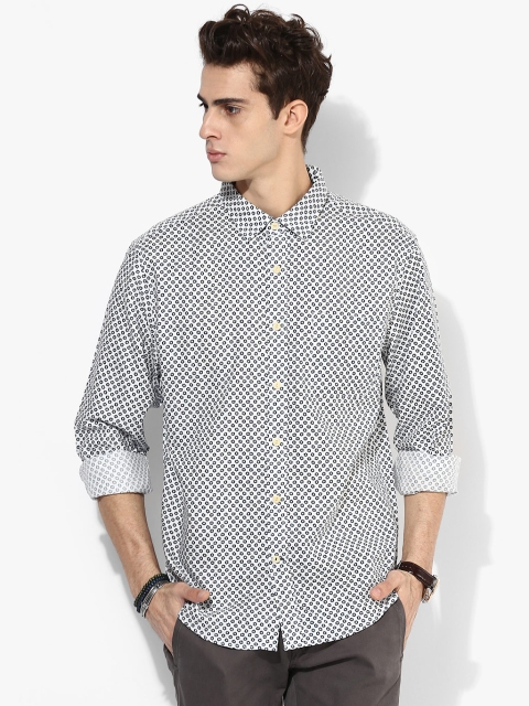 

White Printed Regular Fit Casual Shirt
