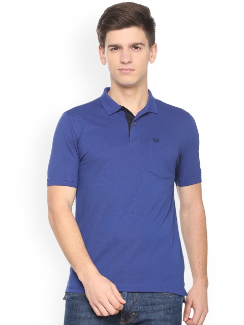

Van Heusen Sport Men Blue Solid Polo Collar T-shirt