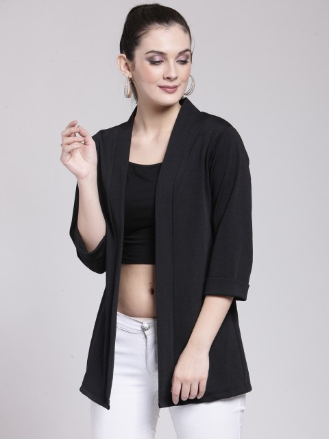 

plusS Black Solid Open Front Shrug
