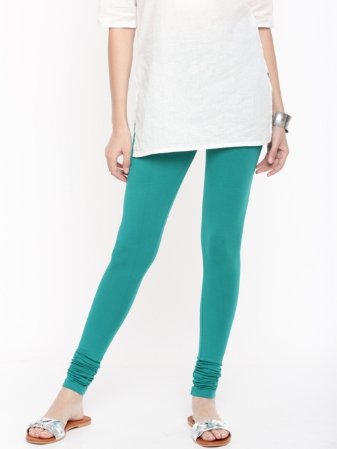 

De Moza Women Green Solid Churidar Leggings, Sea green