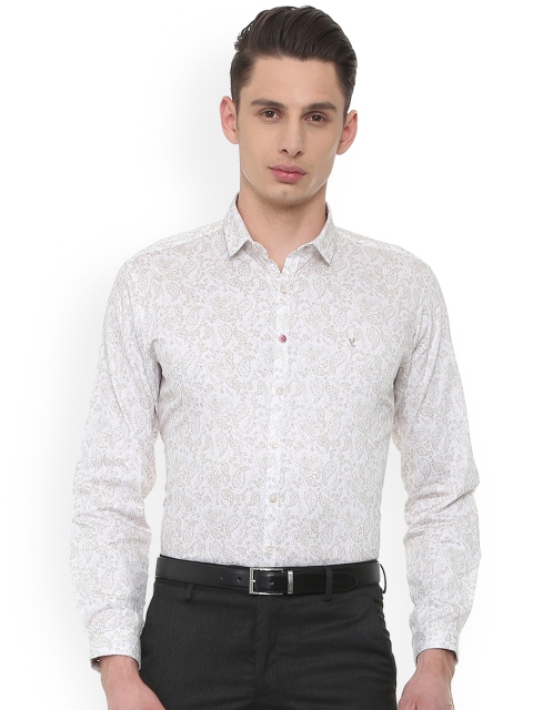 

V Dot Men Grey Slim Fit Printed Formal Shirt