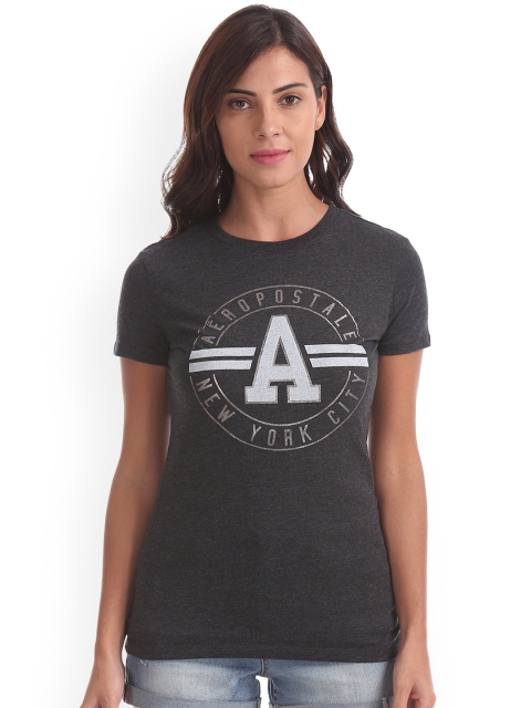 

Aeropostale Women Grey Printed Round Neck T-shirt