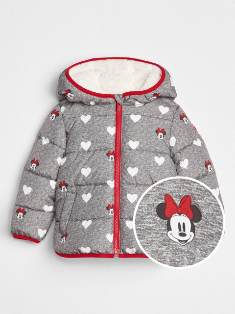GAP Girls Grey Disney Minnie Mouse Puffer Jacket