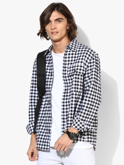

White Checked Slim Fit Casual Shirt