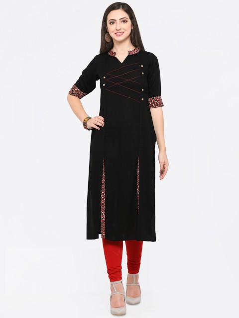 

Florence Women Black Printed Solid Kurta