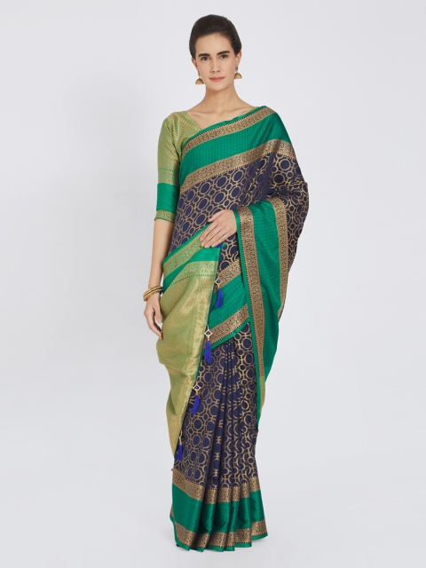 

Viva N Diva Blue & Green Poly Silk Woven Design Kanjeevaram Saree