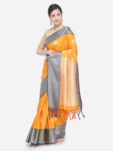 

Varkala Silk Sarees Mustard & Grey Silk Blend Woven Design Banarasi Saree