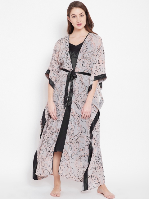 

The Kaftan Company Beige Printed Nightdress