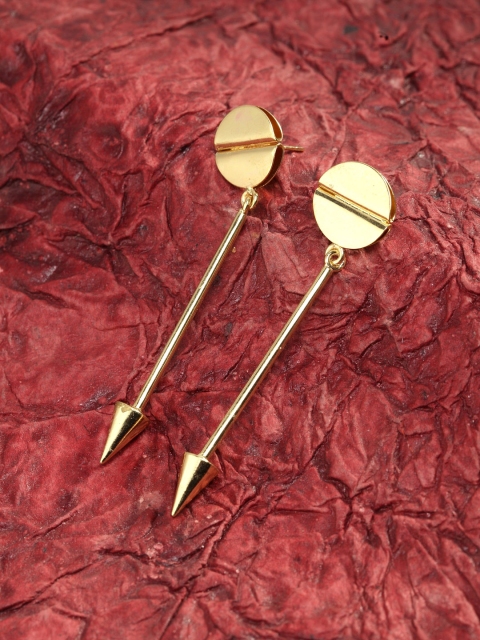 

SASSAFRAS Gold-Toned Contemporary Drop Earrings