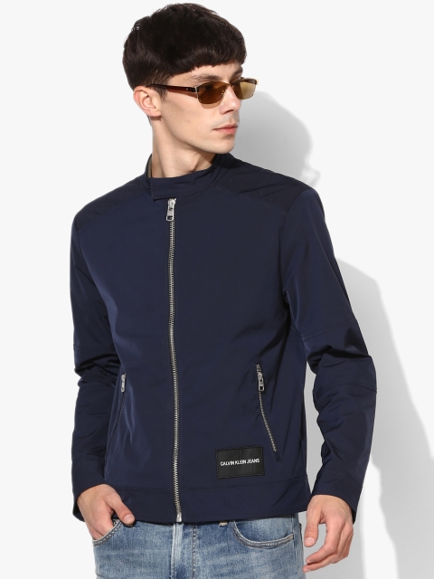 

Navy Blue Solid Casual Jacket