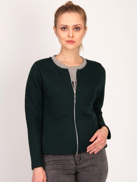 

Kotty Women Green Self Design Open Front Jacket