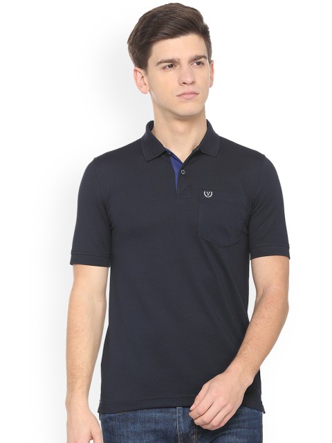 

Van Heusen Sport Men Navy Blue Solid Polo Collar T-shirt