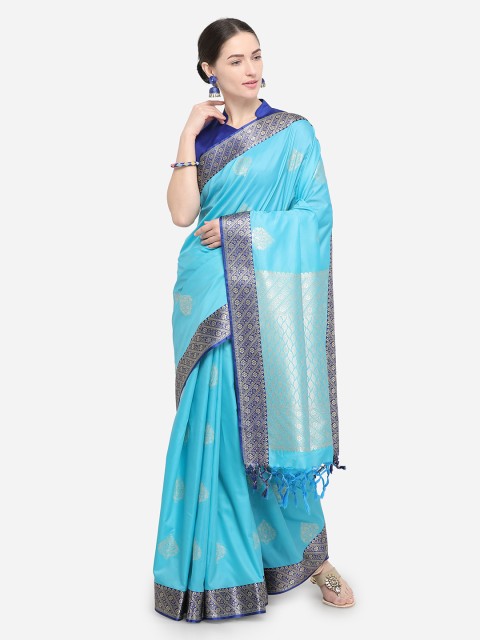 

Varkala Silk Sarees Blue Silk Blend Woven Design Banarasi Saree