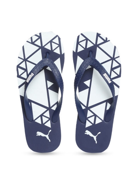 Puma Unisex Blue & White Printed Thong Flip-Flops