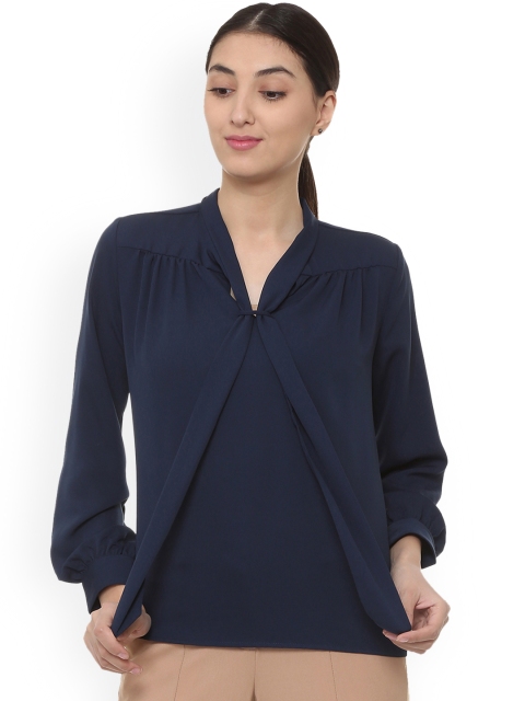 

Van Heusen Woman Women Navy Blue Solid A-Line Top
