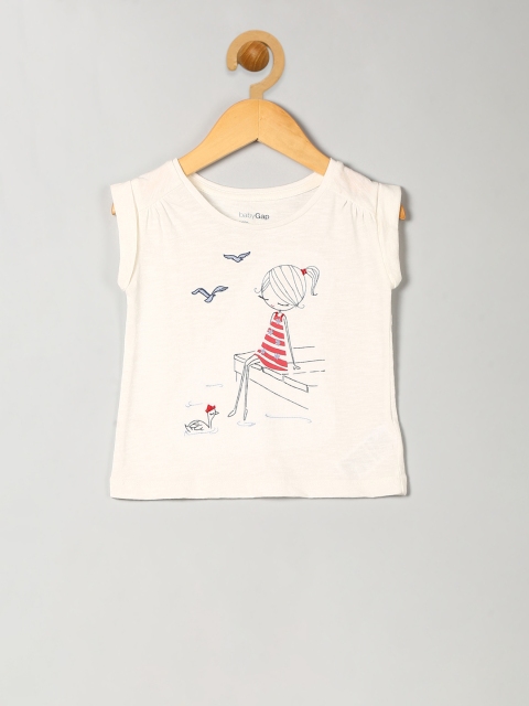 

GAP Toddler Girl White Embellished Graphic Shirred Tee
