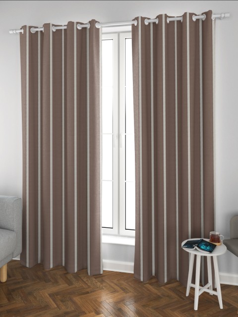 

DDecor Brown & White Single Window Curtains