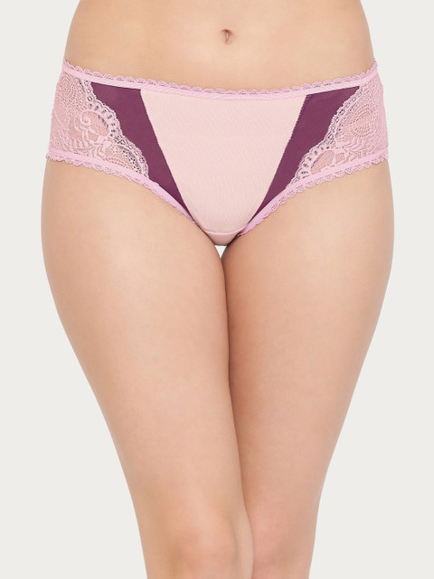 

Clovia Pink & Purple Lace Detail Hipster Panty PN2831P223XL