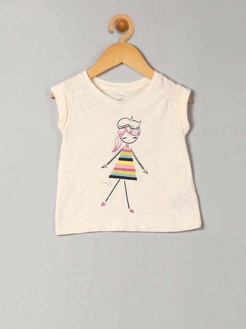 

GAP Girls Off-White Shirred Graphic Tee