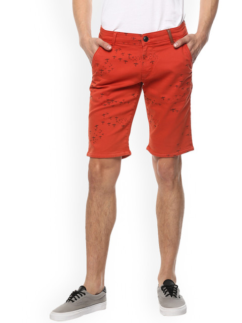 

SPYKAR Men Red Printed Slim Fit Regular Shorts