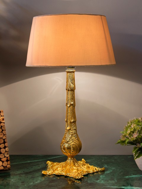 

Homesake Gold-Toned Textured Handcrafted Table Lamp with Shade