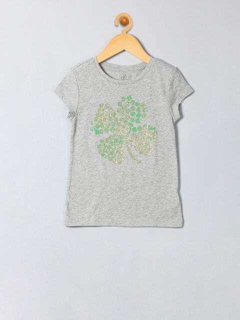 

GAP Girls Grey Embellished Graphic Long Sleeve Tee