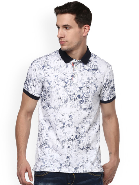 

SPYKAR Men White Printed Polo Collar T-shirt