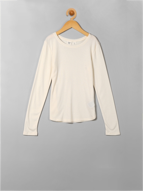 

GAP Girls White Solid Ribbed Tee