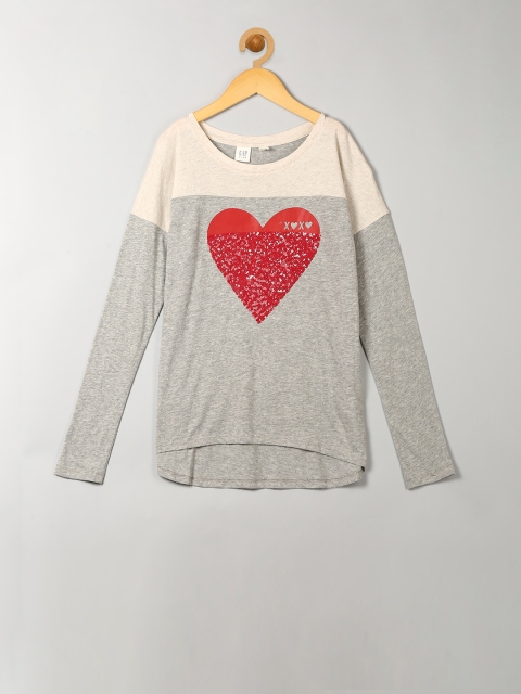 

GAP Girls Grey Embellished Graphic High Low Tee
