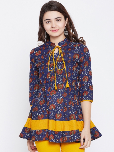 

PANIT Women Blue Kalamkari Print A-Line Kurta