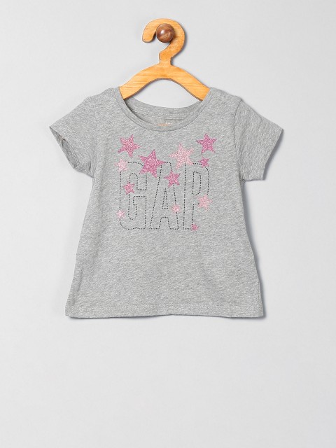 

GAP Toddler Girl Grey Glitter Print Short Sleeve T-Shirt