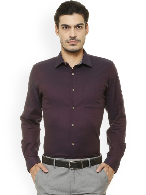 

Peter England Men Maroon Slim Fit Self Design Formal Shirt
