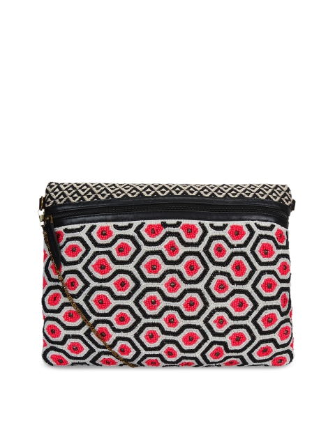 Anekaant Pink & White Embellished Sling Bag