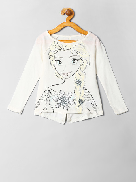 

GAP Girls White Printed Round Neck T-shirt