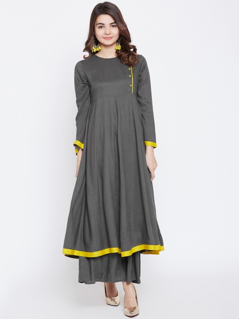 

PANIT Women Grey Solid Anarkali Kurta