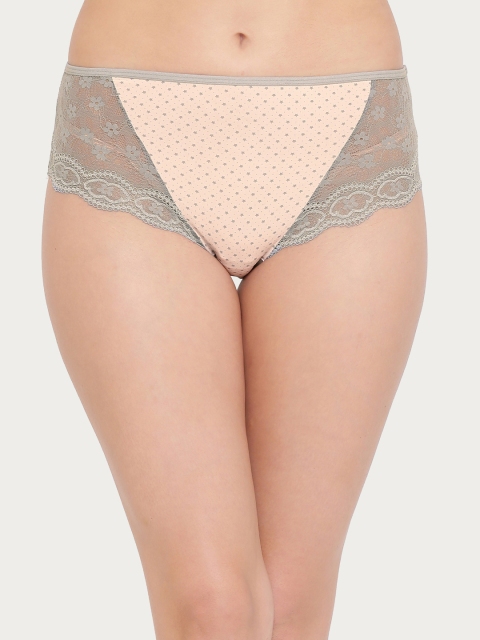 

Clovia Grey & Brown Printed Polka Dots Hipster
