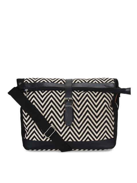 

Anekaant Black & White Self Design Sling Bag