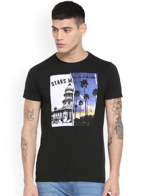 

People Men Black Printed Round Neck T-shirt