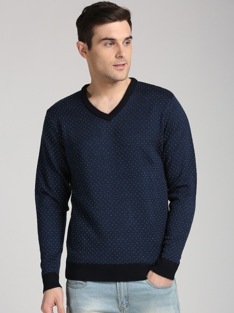 

Peter England Men Navy Blue Self Design Sweater