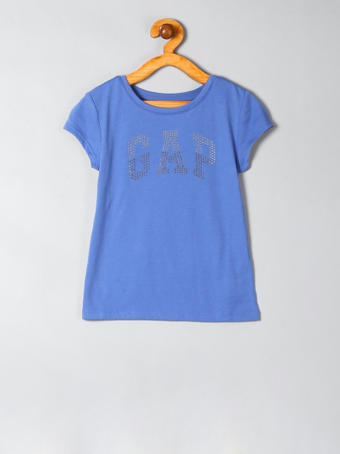 

GAP Girls Blue Printed Round Neck T-shirt