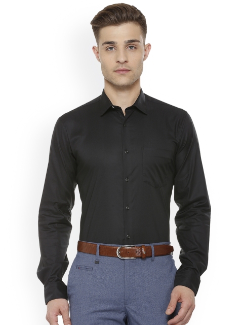 Van Heusen Men Black Slim Fit Solid Formal Shirt