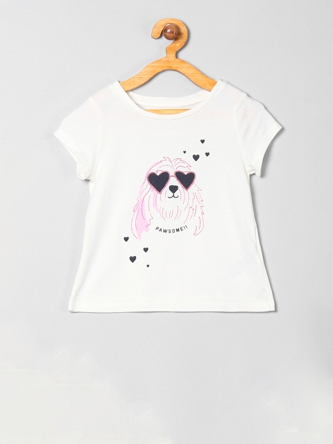 

GAP Girls White Graphic Print T-Shirt