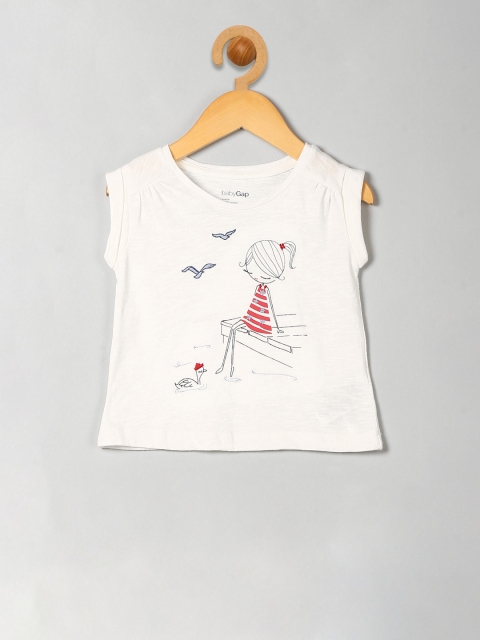 

GAP Toddler Girl White Embellished Graphic Shirred Tee