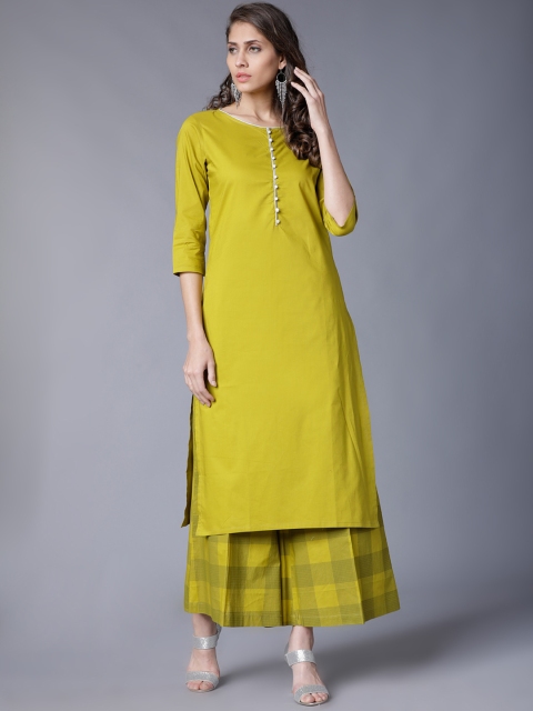 

Vishudh Women Green Solid Kurta with Palazzos