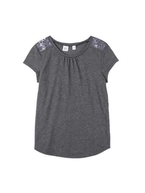 

GAP Girls Grey Short Sleeve Sequin Shoulder Tee