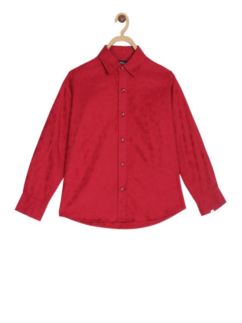 

Blue Giraffe Boys Maroon Regular Fit Printed Casual Shirt