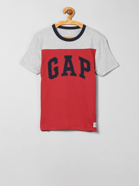 

GAP Red Boys Colour Blocked Logo T-Shirt, Grey