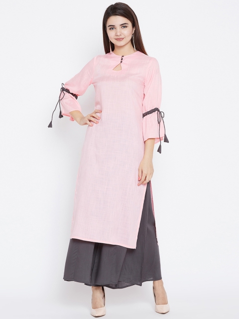 

PANIT Women Pink Solid Straight Kurta