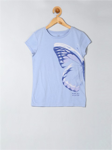 

GAP Girls Blue Embellished Graphic Long Sleeve Tee
